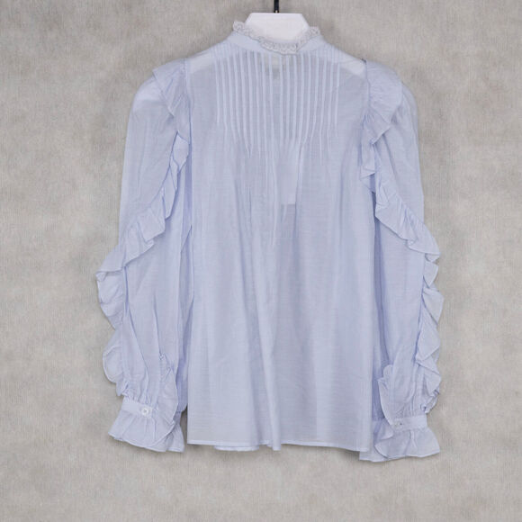 Zadig & Voltaire Women Timmy Tomboy Pleated Ruffled Top Ciel Size XS - Picture 3 of 5
